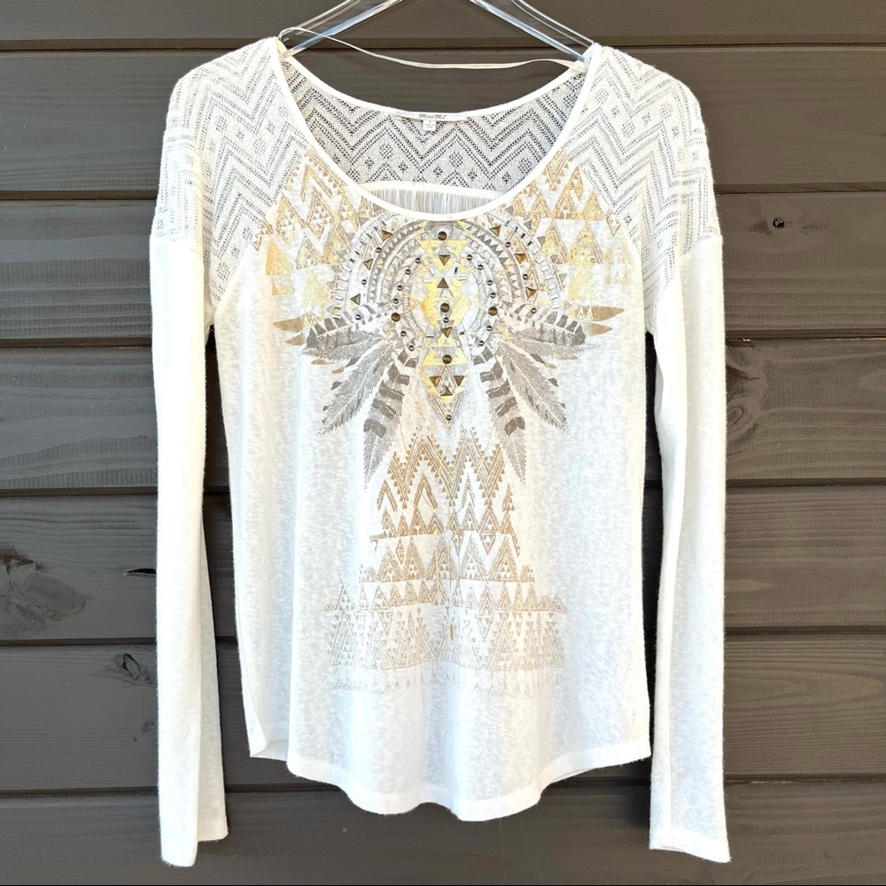 Miss Me White Gauzy Embellished Blouse